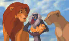 Simba and Nala presents with Rafiki theyr newborn cub